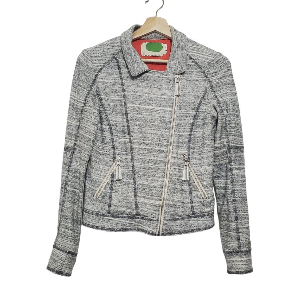 Anthropologie | Caitlin Knit Moto Jacket Pockets Full Zip
